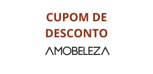 imagem com texto escrito cupom de desconto amobeleza em fundo branco